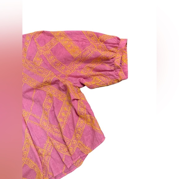 Ivy Jane EMBROIDERED POPOVER TOP in Orange and Pink Size M/L - Picture 5 of 9